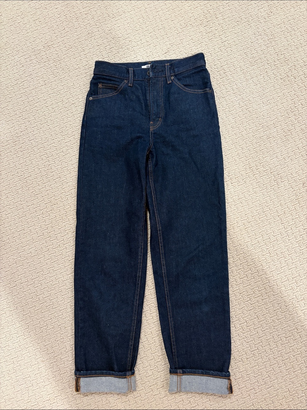 Uniqlo Women's Straight Jeans in Dark Blue